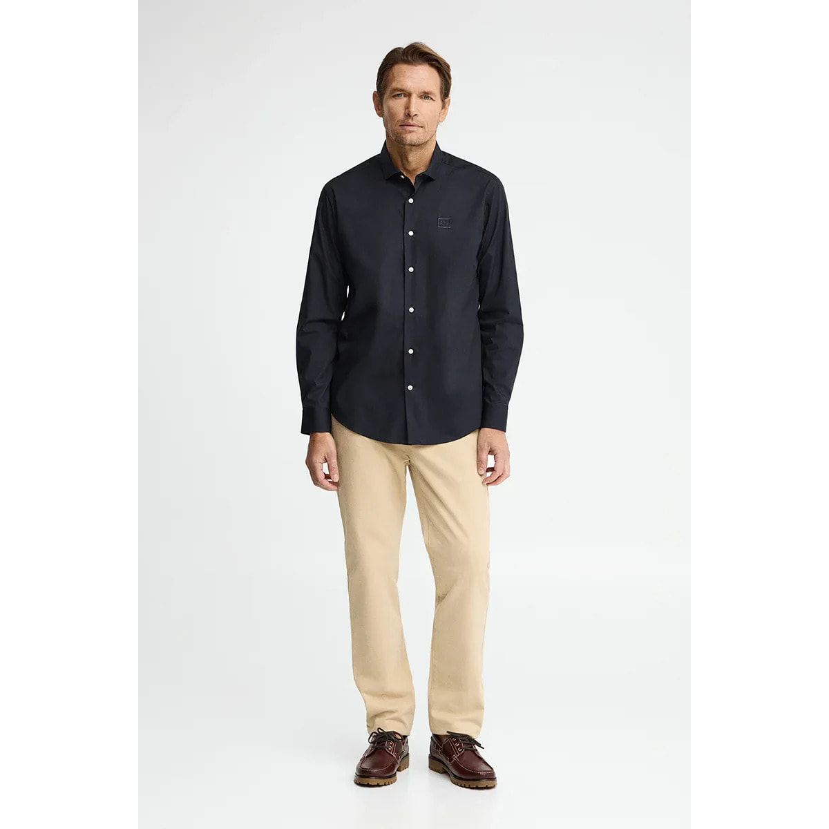 Camicia popeline blu marino regular fit con logo Polo Club