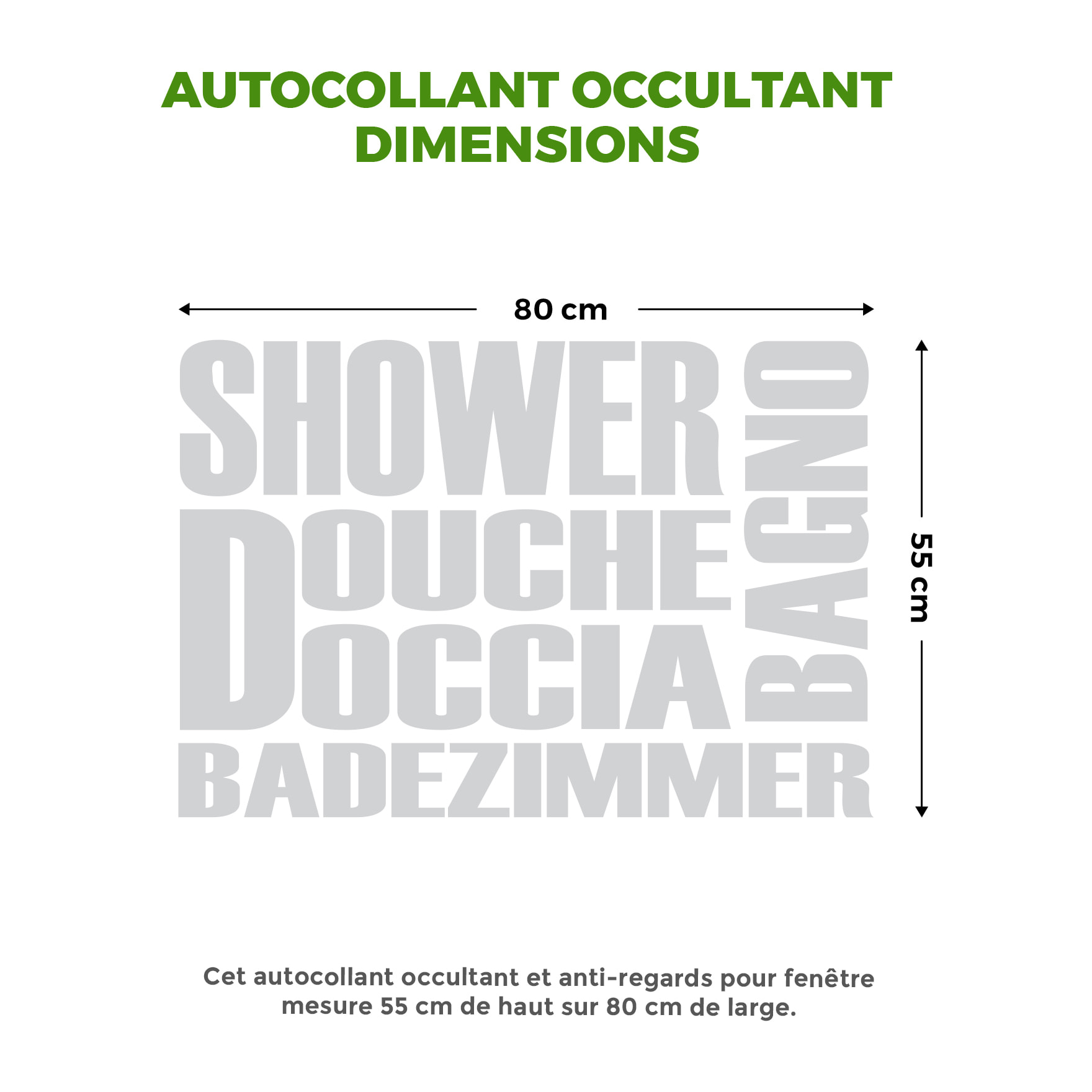 Film Fenêtre Anti Regard Occultant - DOUCHEMULTILINGUE - Stickers Autocollant Brise-Vue pour Vitre & Porte de Douche