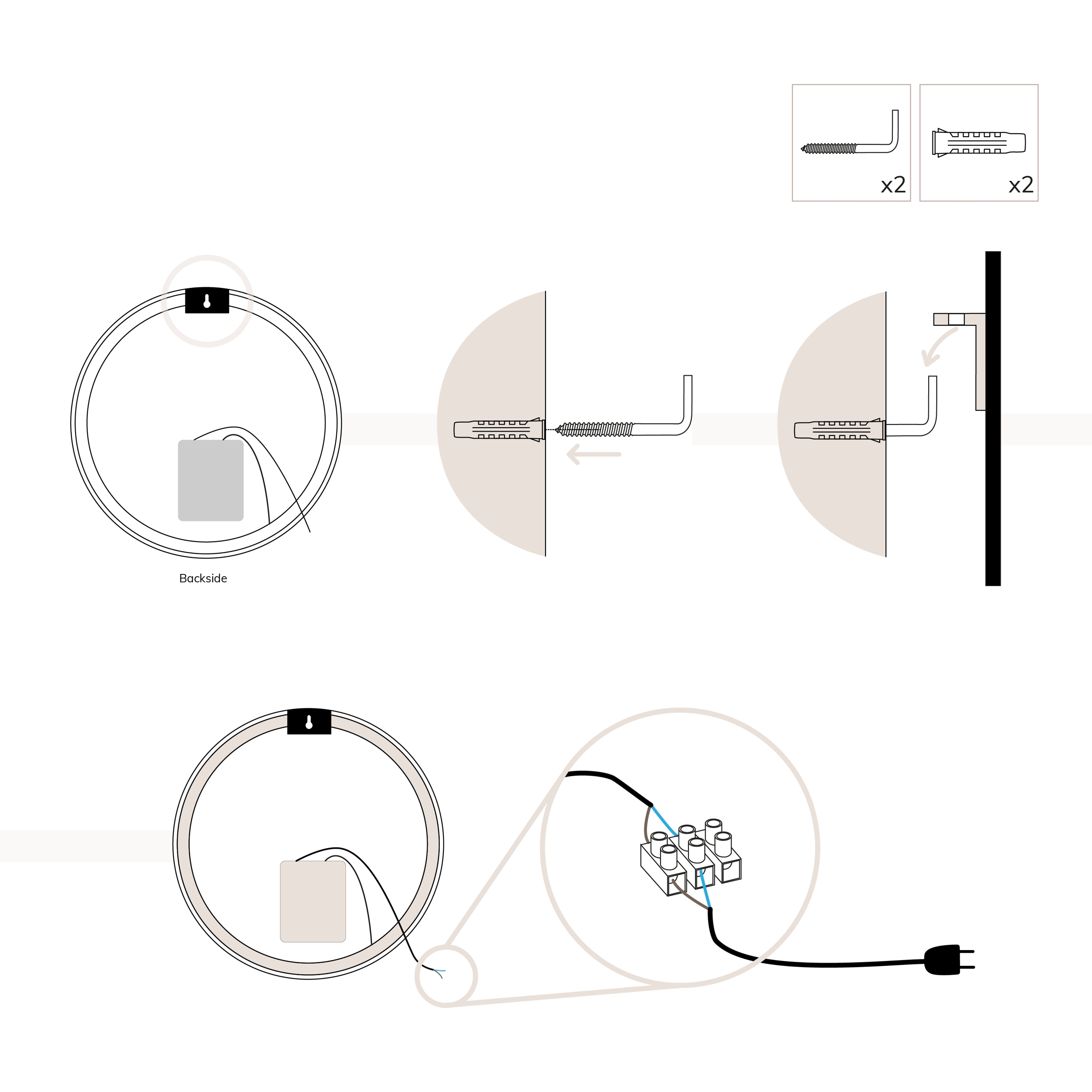 Miroir de salle de bain LED Per Tactil, 80 cm