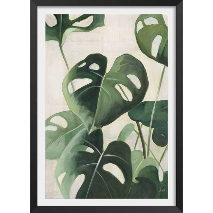 Poster Aquarelle tropicale Affiche + cadre en bois - Noir