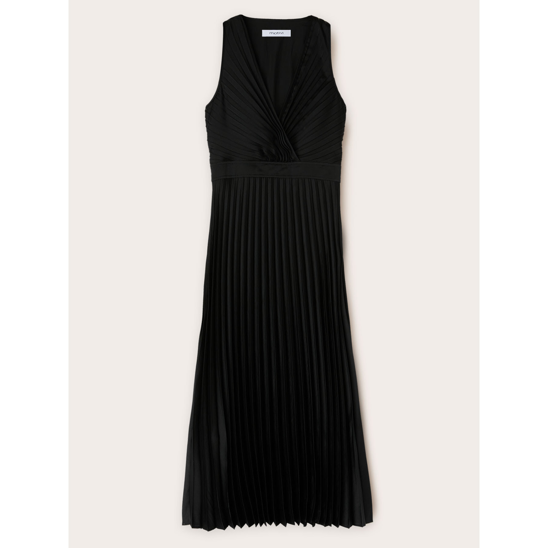 Motivi - Vestido midi plisado con cot-out por detrás - Negro