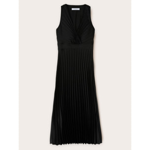 Motivi - Vestido midi plisado con cot-out por detrás - Negro