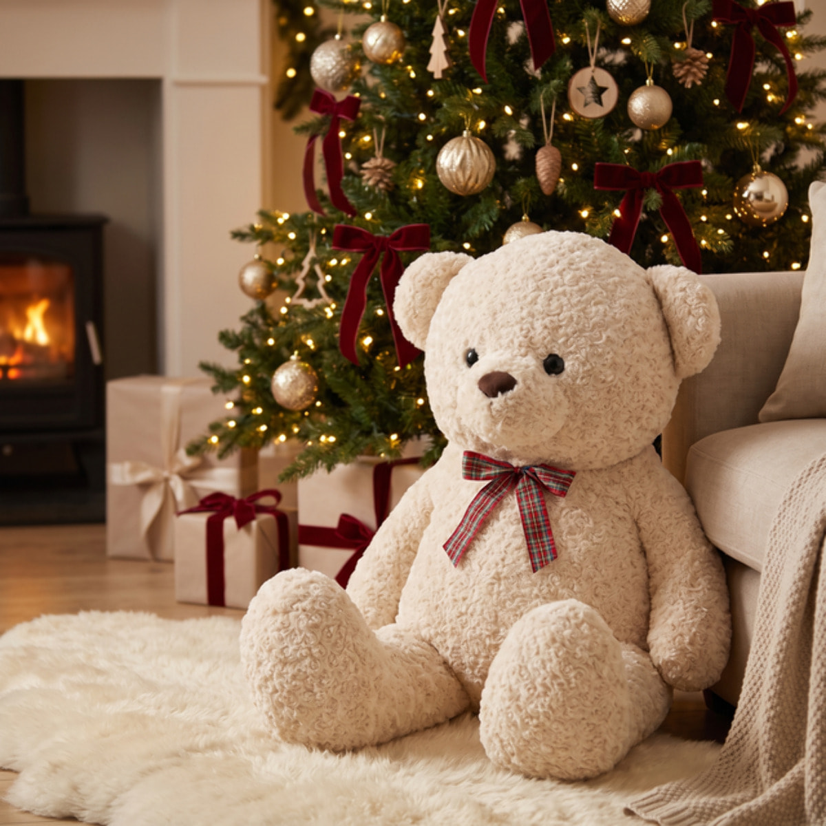 Orso di peluche gigante in poliestere - CREMA