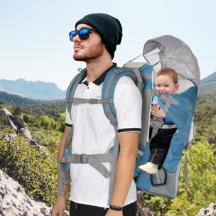 Mochila Portabebés con Protector de Lluvia y Sol Azul y Gris