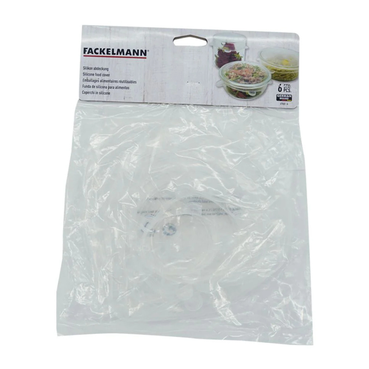 Lot de 6 couvercles de conservation en silicone étirable de 6 à 20 cm Fackelmann Basic