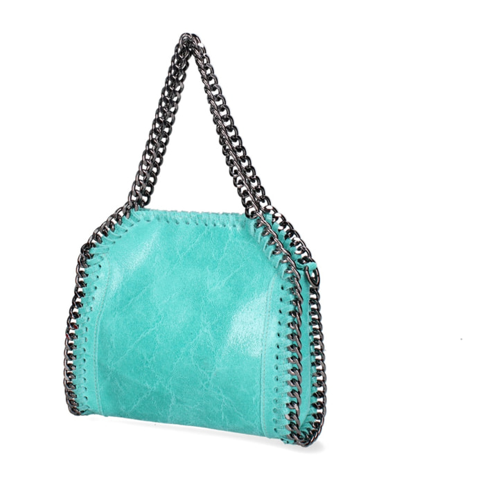 Borsa a mano da donna Made in Italy - Modello Zefira Chic - Pelle scamosciata stampata - 23.0 x 20.0 x 7.0 cm