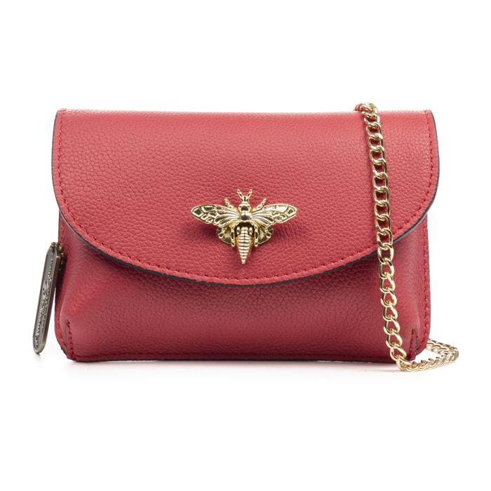 FIRENZE ARTEGIANI Aquilonia bolso de mano mujer. Piel auténtica acabado Dollaro. Fabricado en Italia 17,5x6x11,5 Cm. Color: Rosa Oscuro