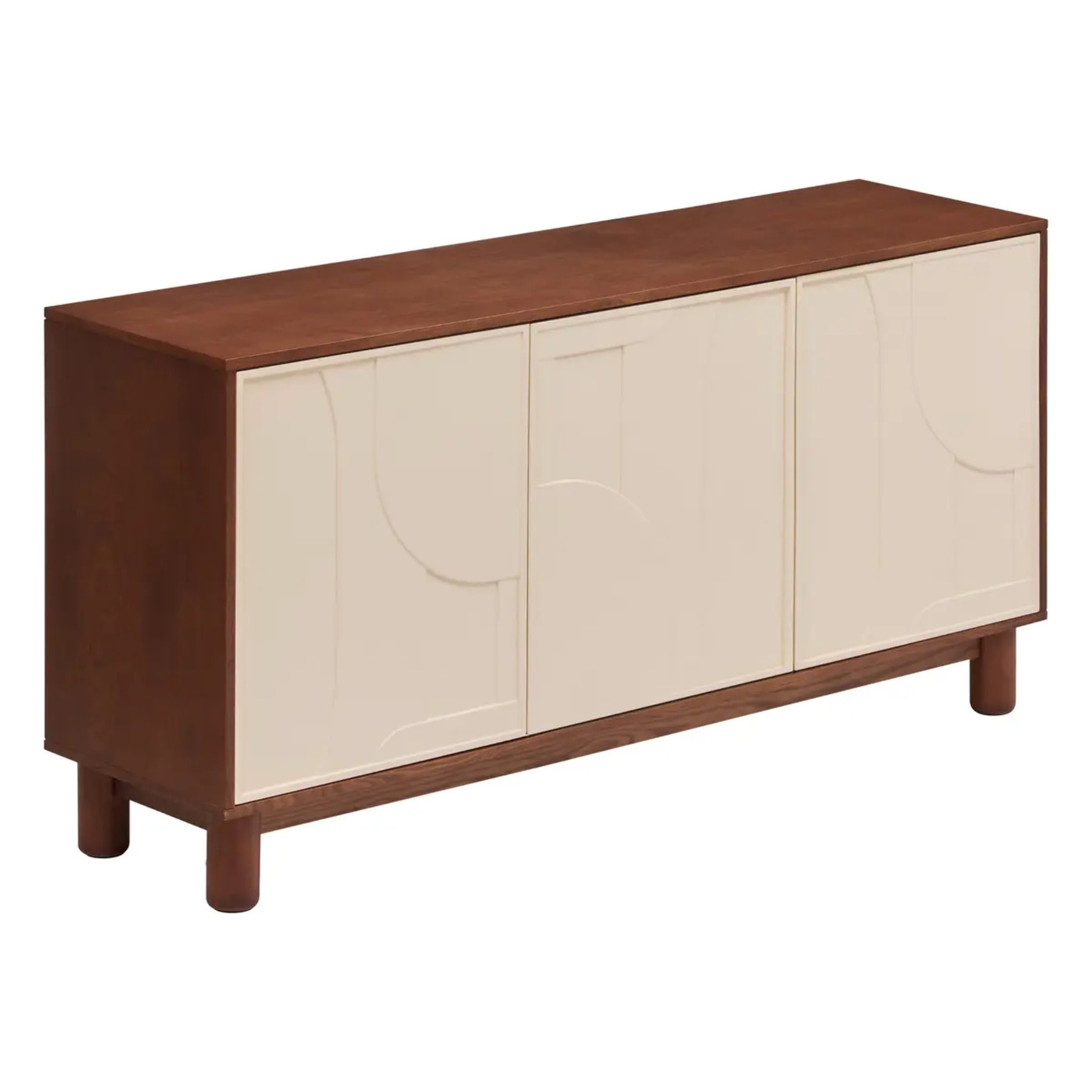 Buffet 3 portes 6 étagères Jilani marron 150x40cm