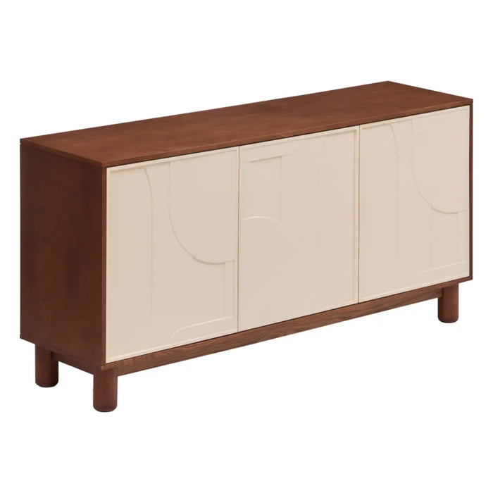 Buffet 3 portes 6 étagères Jilani marron 150x40cm