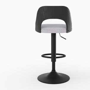 Lot de 2 chaises de bar réglables (63-85 cm) en tissu gris clair chiné - Emily
