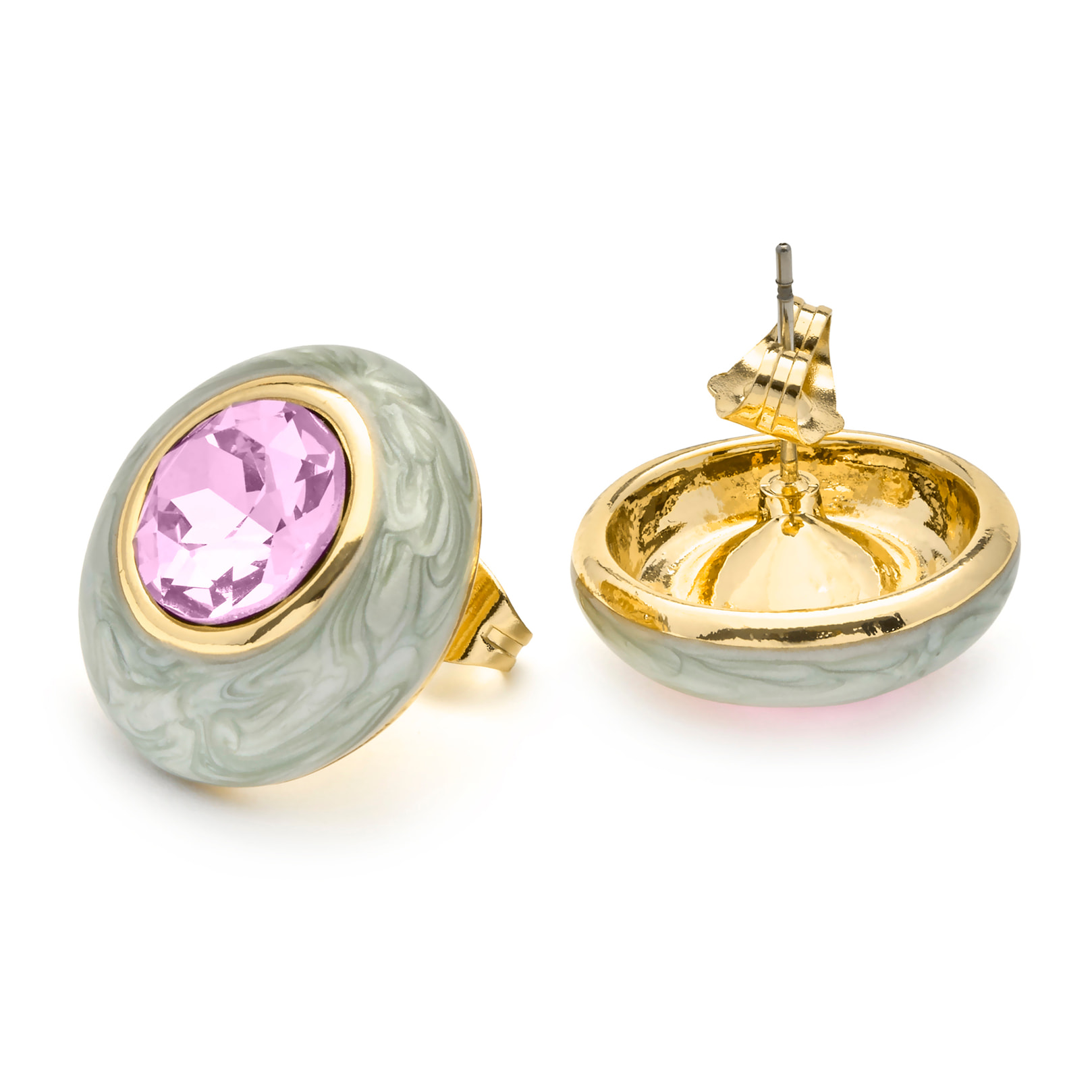 Pendientes de Circonita Rosa acabado en oro amarillo 18k