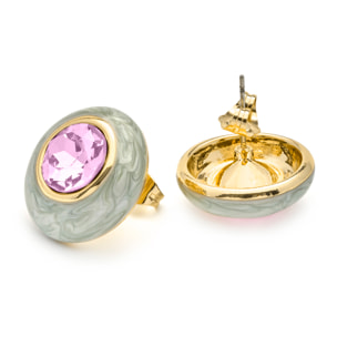 Pendientes de Circonita Rosa acabado en oro amarillo 18k