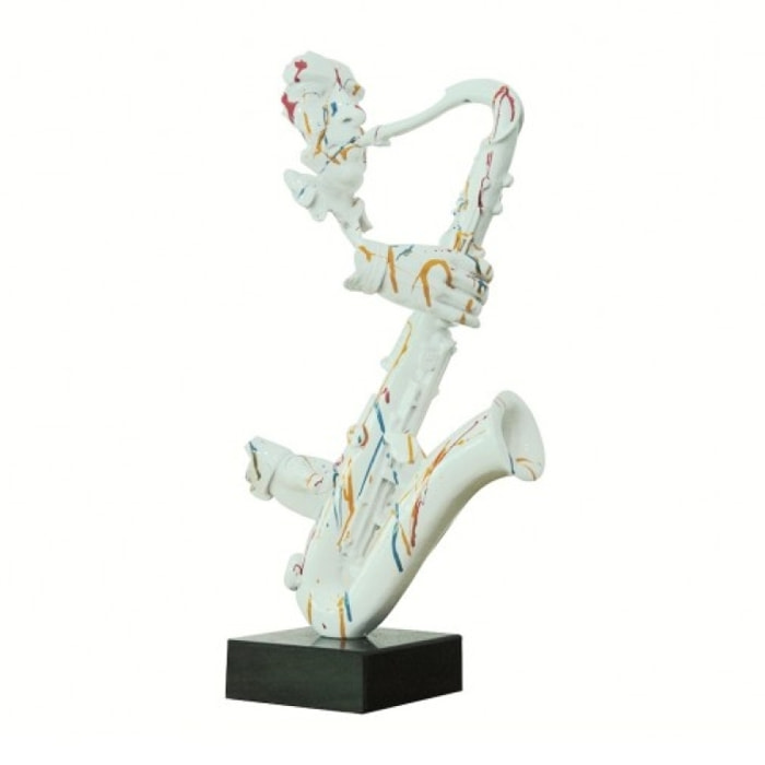 Sculpture Saxophone et Saxophoniste multicolore en résine H62cm - SAXO POP