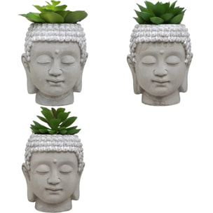 Plante artificielle Bouddha pot ciment H12,5cm