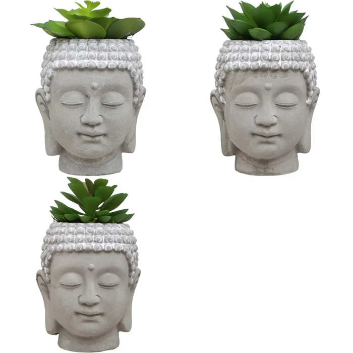 Plante artificielle Bouddha pot ciment H12,5cm