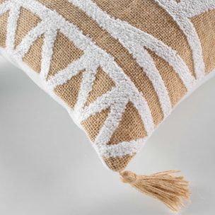 Coussin uni avec jute - Naturel
