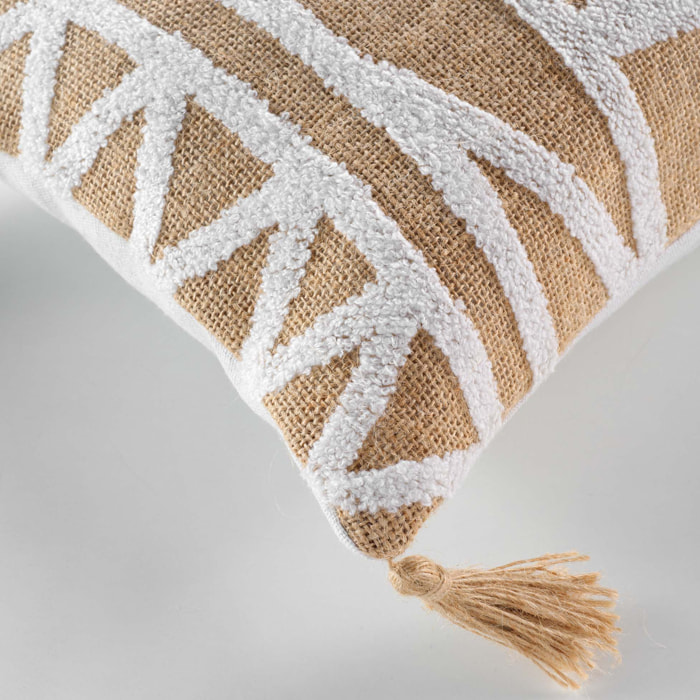 Coussin uni avec jute - Naturel