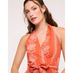 Vestido Midi Naranja con Lazo - Galia