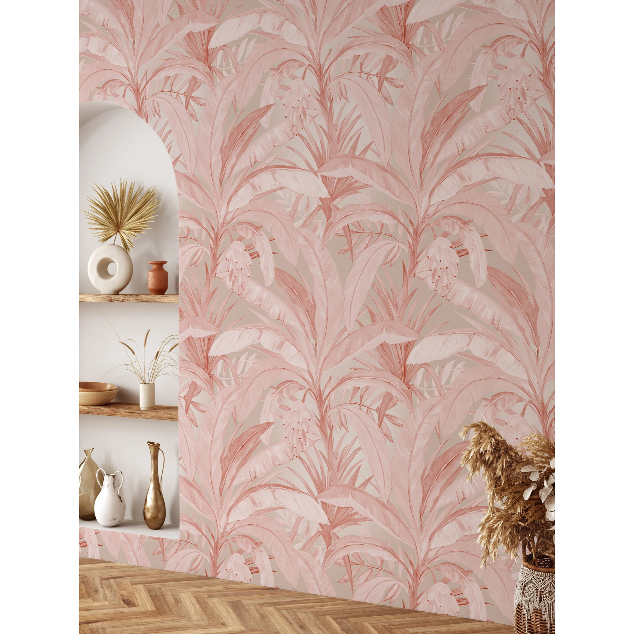 Carta da Parati Jungla Tropicale Rosa