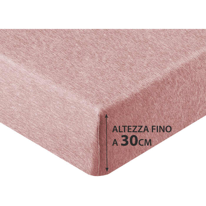 Lenzuolo Sotto Con Angoli In Jersey No Stiro In Tinta Unita Melange Colore Rosa