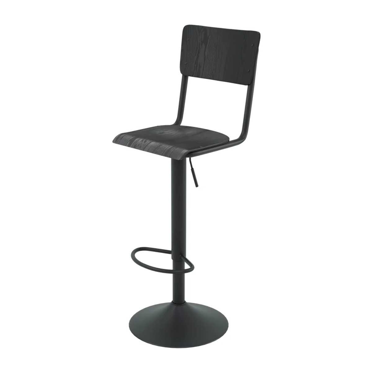 Lot de 2 chaises de bar réglables 60/80 cm en bois noir - Clem