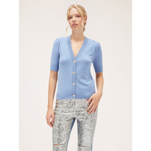 Motivi - Cardigan maniche corte con bottoni gioiello - Azzurro