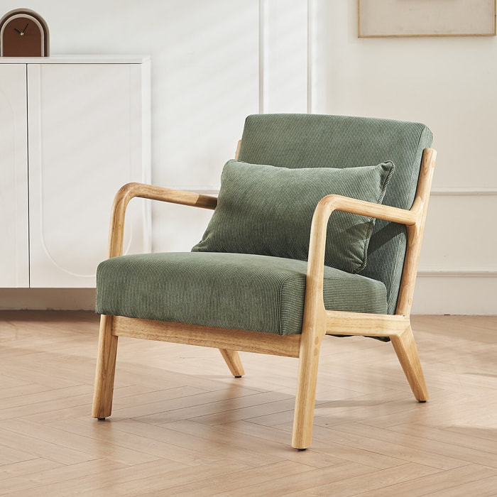 Fauteuil en bois et velours côtelé - LANNA