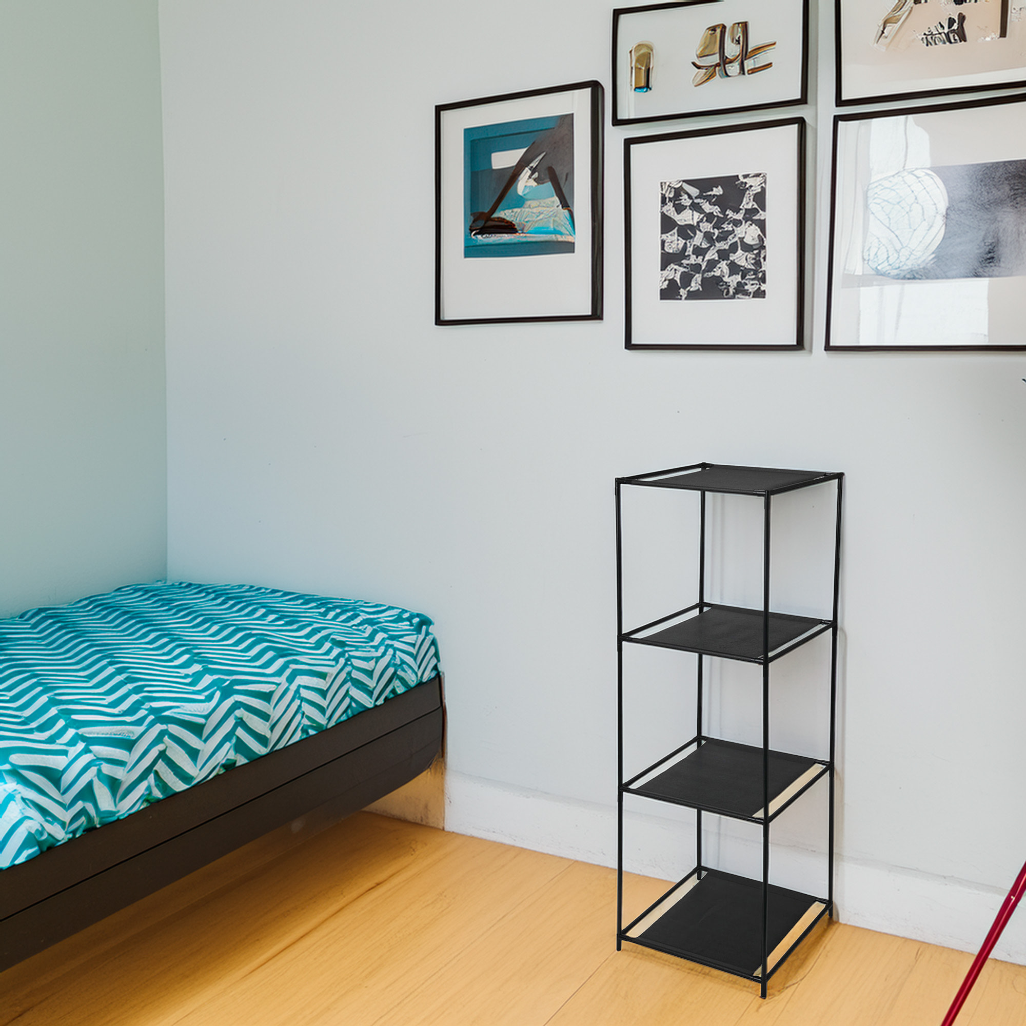 Well home estantería con 3 compartimentos de tela y tubos metálicos h.98cm