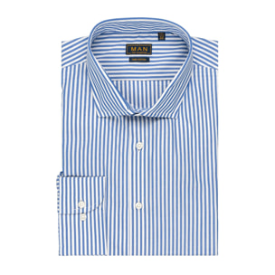 Camicia popeline a righe collo francese regular fit