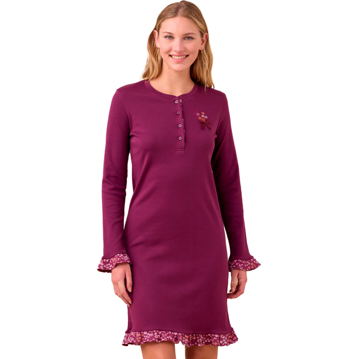 Camicia da notte donna caldo cotone articolo fiori. Noidinotte