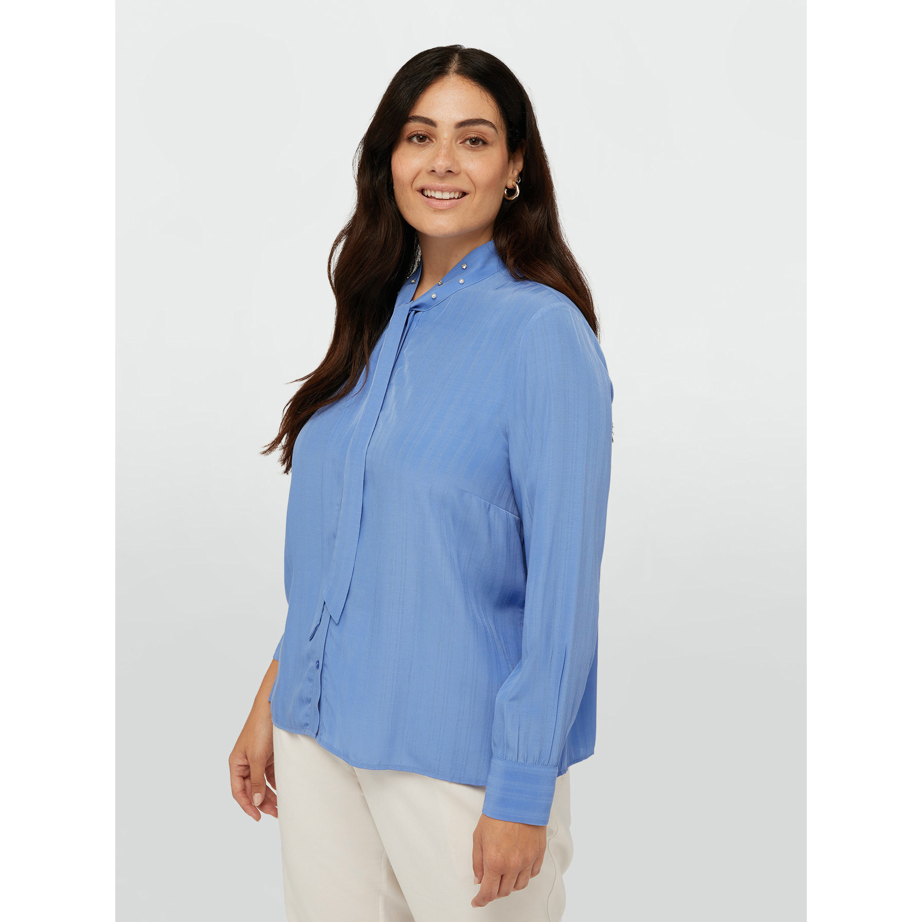 Fiorella Rubino - Camicia con ricamo e fusciacca - Azzurro