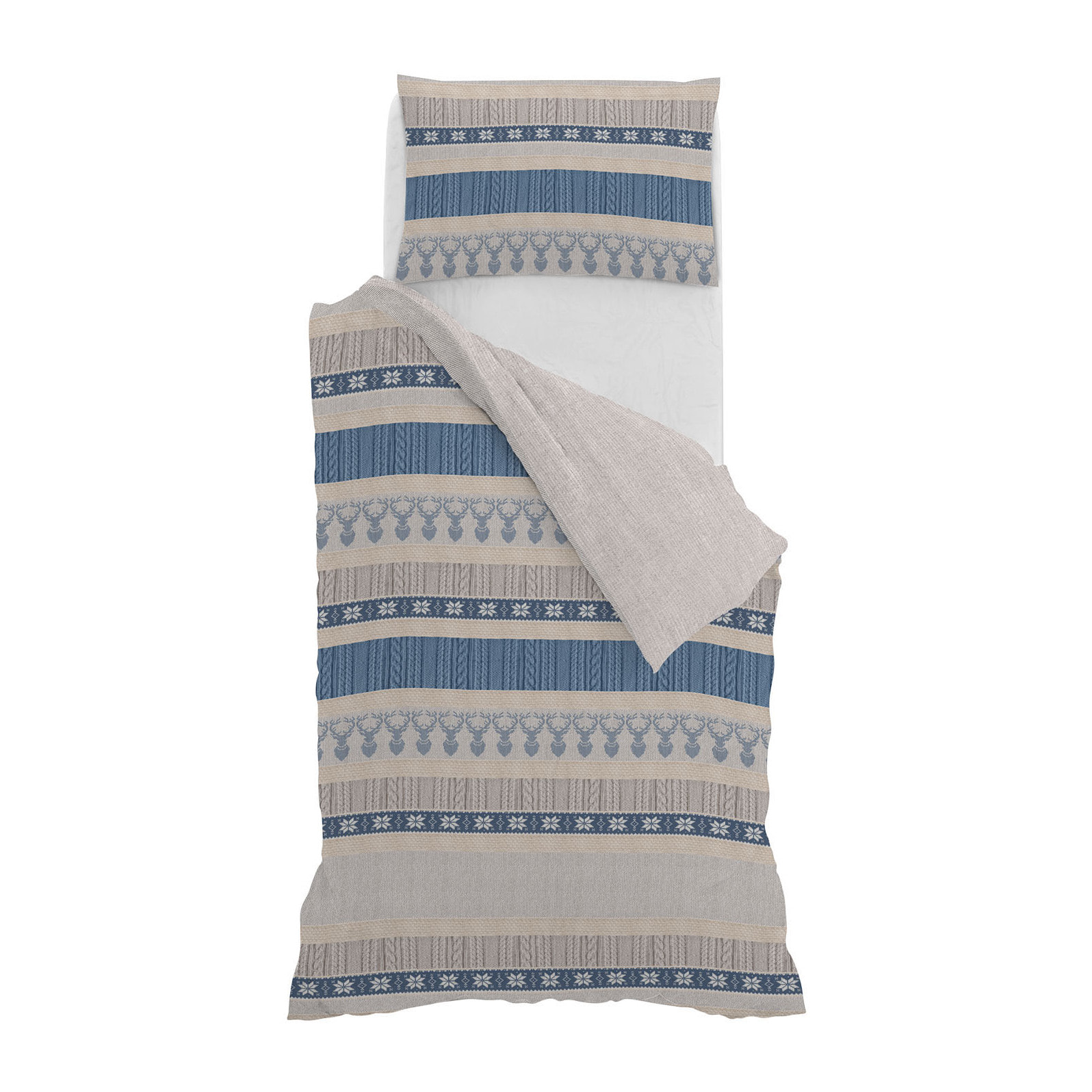 PARURE COPRIPIUMINO ATHENA, 100% Cotone, Made in Italy - RUDOLPH AZZURRO