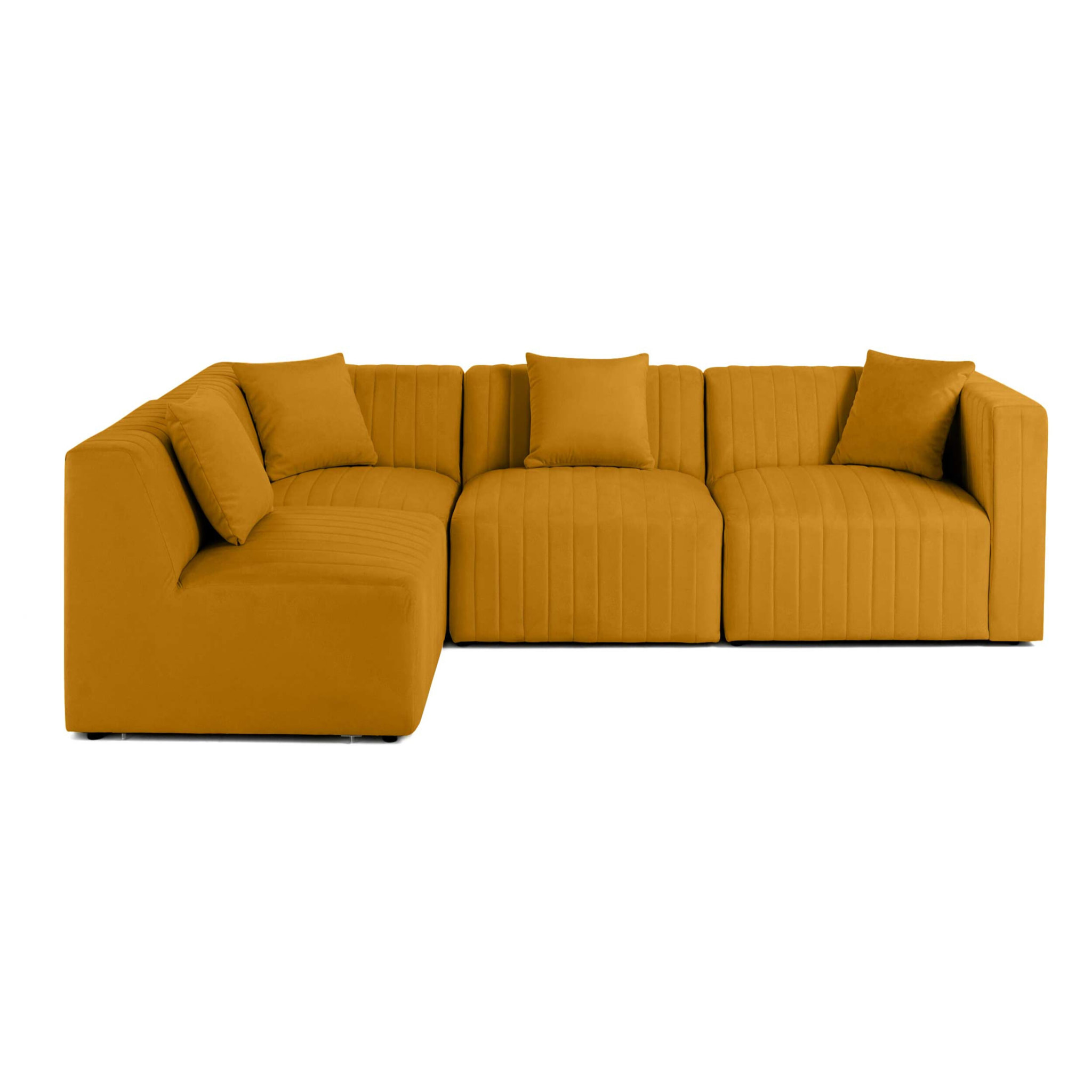 Nova - canapé modulable d'angle gauche - 5 places - en velours - Jaune