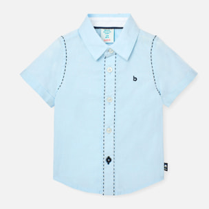 Camisa fil a fil para niño en algodón con cuello camisero