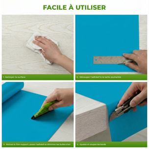 Rouleau adhésif décoratif Vinyle au Mètre - Bleu ciel - Sticker Lavable Imperméable Mur Cuisine Meubles