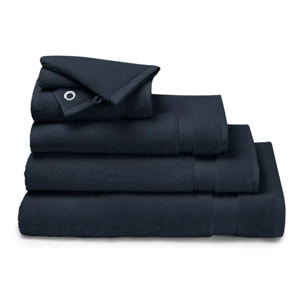 Serviette invites pur coton 550 g/m² uni marine Elea navy
