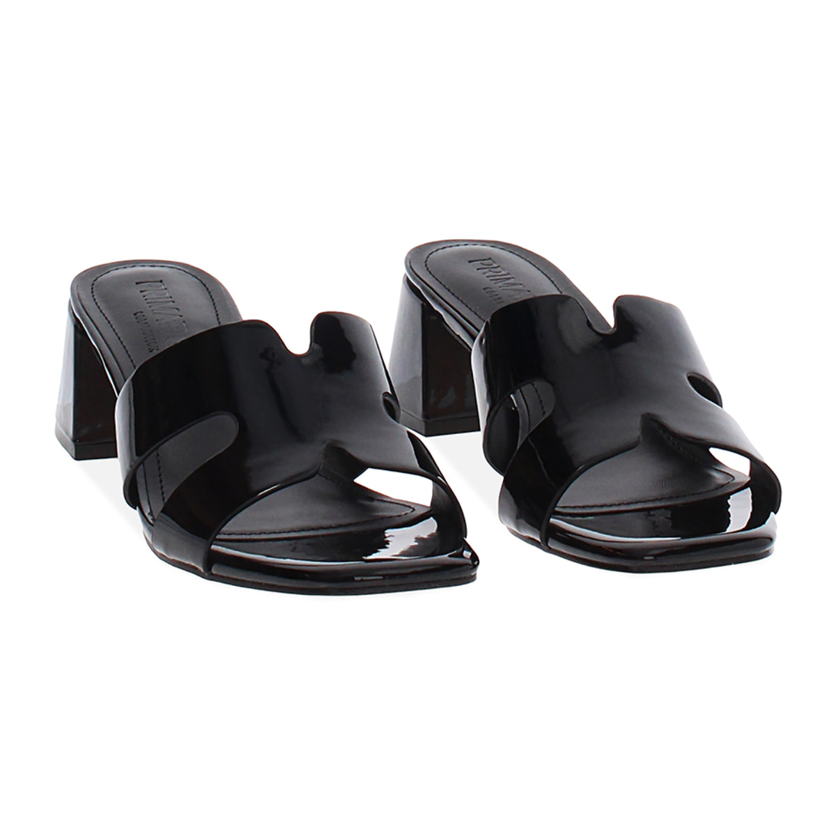 Mules open toe nere tacco 5,5 cm