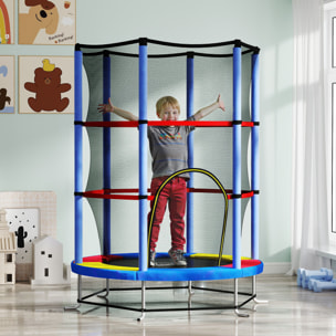Cama Elástica Infantil Ø140x190 cm Trampolín para Niños de 3-6 Años con Red de Seguridad Carga 45 kg para Interior Multicolor