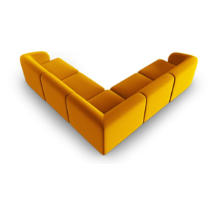 Canapé d'angle modulable symétrique ''Lionel'' 6 places en velours jaune