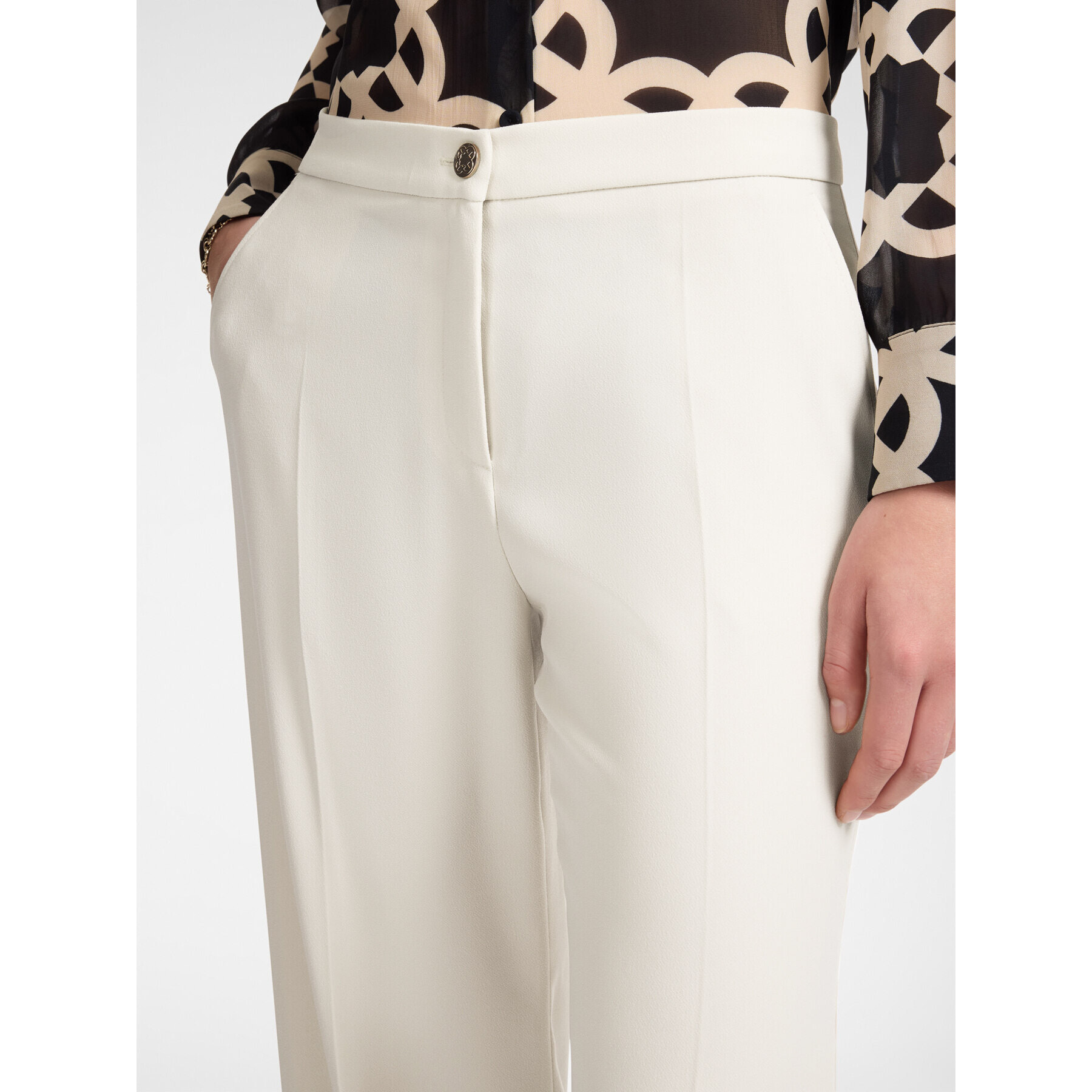 Elena Mirò - Pantalones de tejido crepé elástico - Blanco