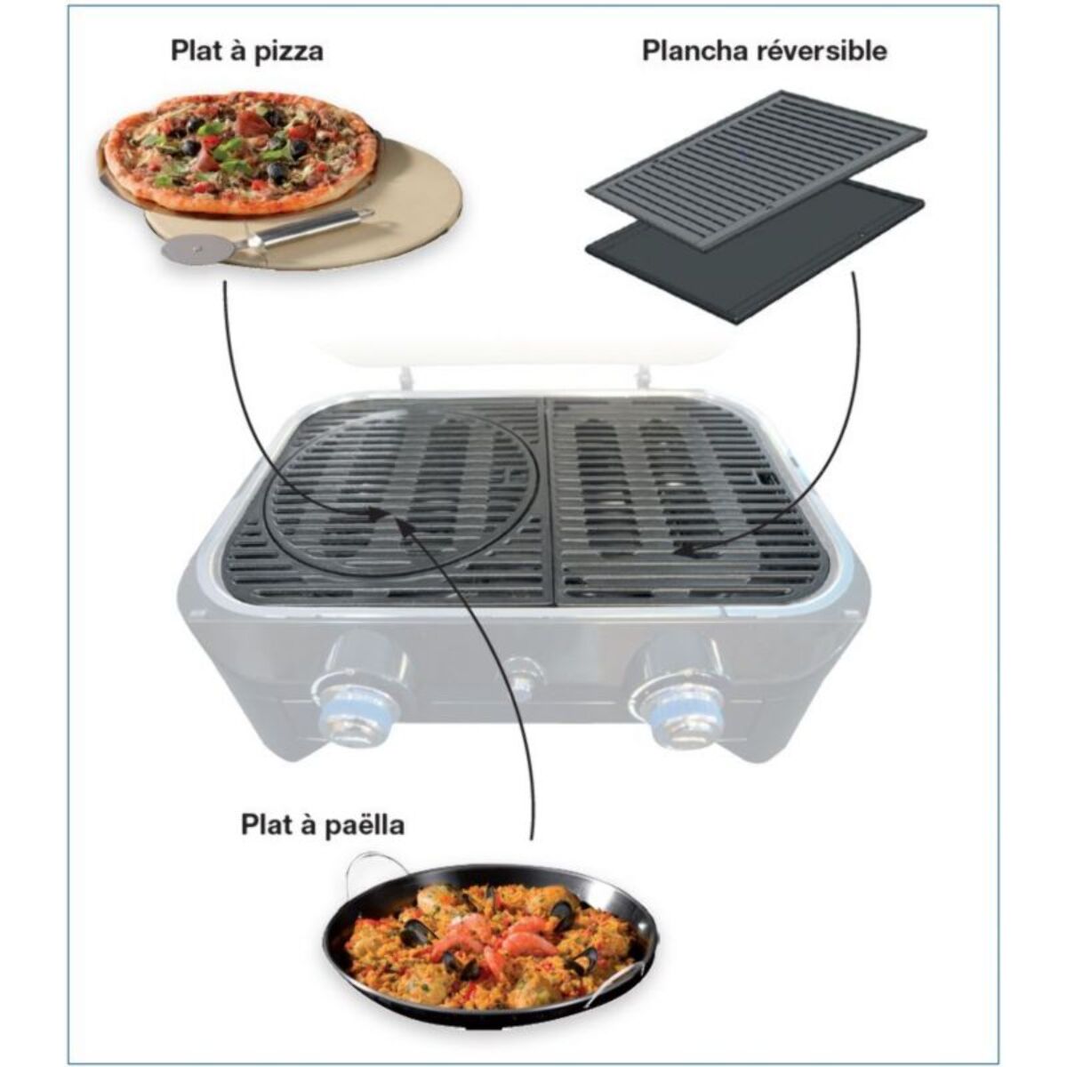 Barbecue gaz CAMPINGAZ Attitude LX noir 2 brûleurs à poser, 58x36 cm