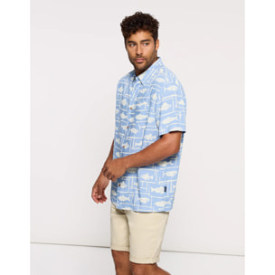 Camisa Manga Corta Azul Celeste - Moofy