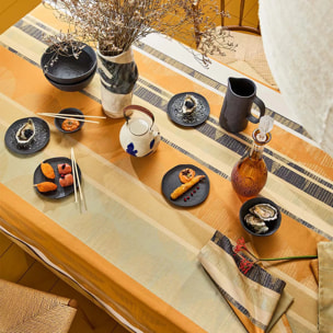 Set pur coton enduit motif jacquard Mille edo cuir