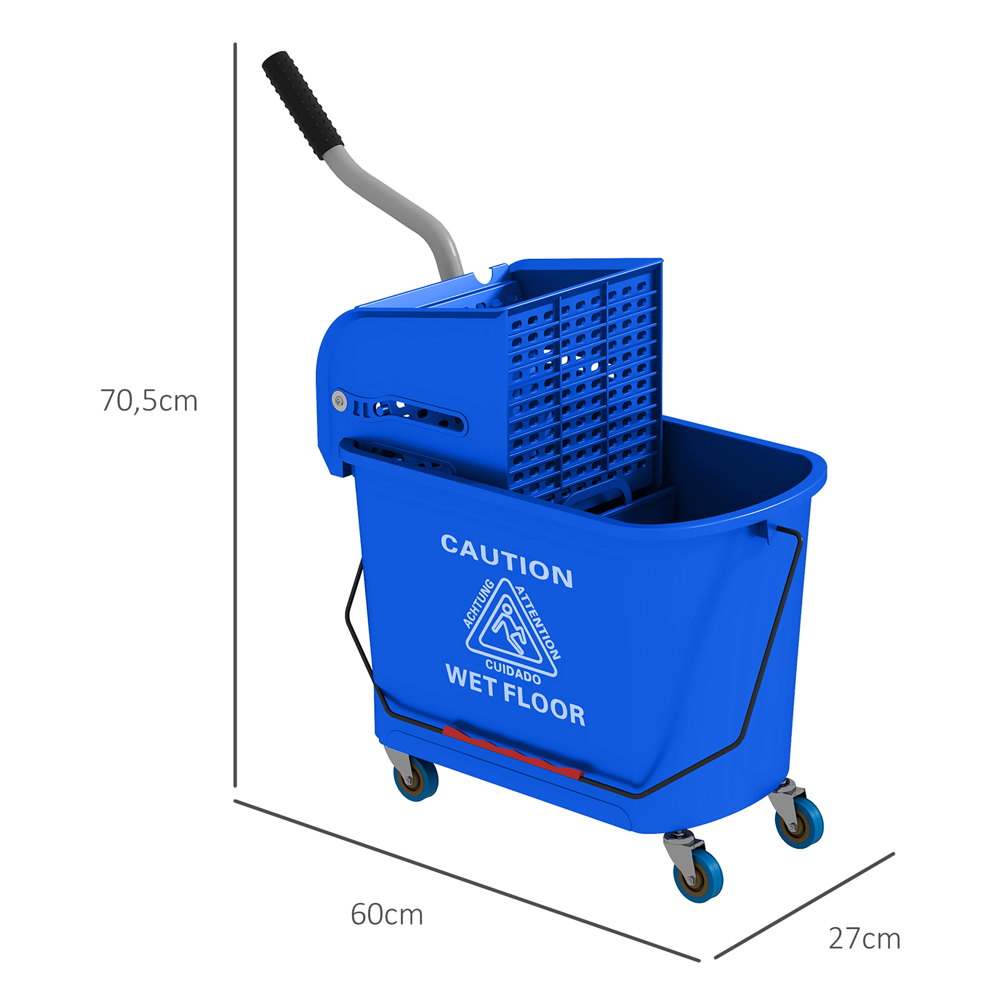 Chariot de nettoyage lavage seau de ménage 20 L avec essoreur et séparateur eau sale propre bleu