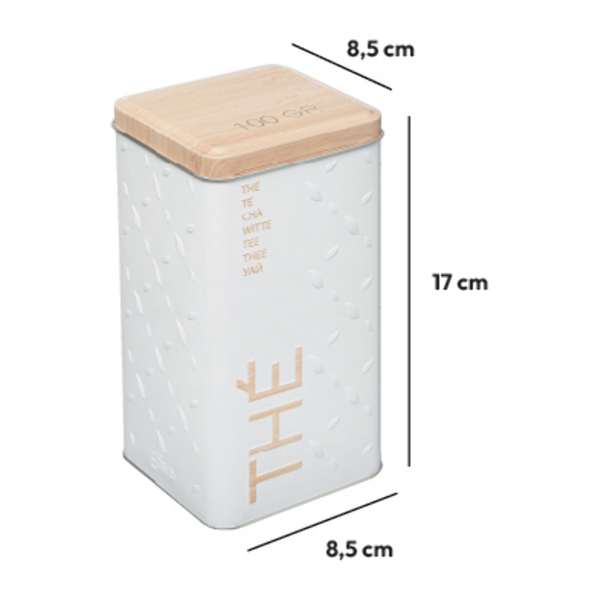 Boîte à thé vrac métal Blanc Scandi Nature