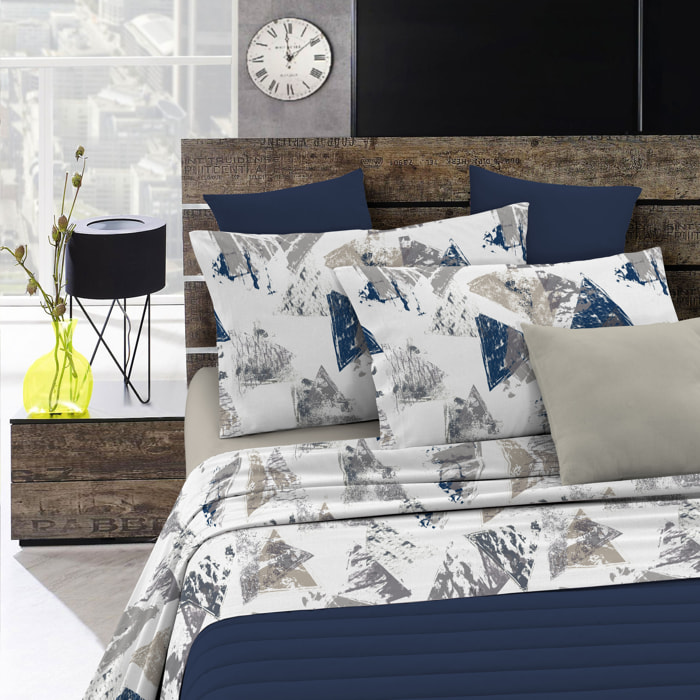 COMPLETO LETTO FASHION MADE IN ITALY MICROFIBRA-URBAN BLU MATRIMONIALE