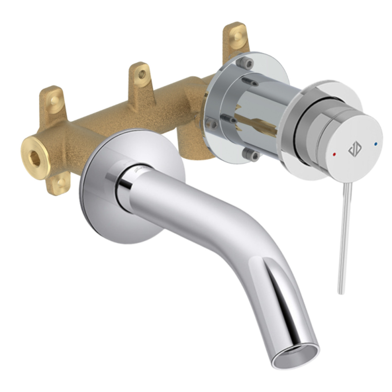 Mitigeur lavabo encastré Grands Boulevards Chromé  + poignée + corps encastré