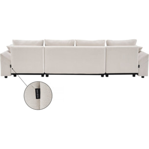 Canapé d'angle panoramique convertible en tissu texturé "Vaugirard II" - 5 places - Beige