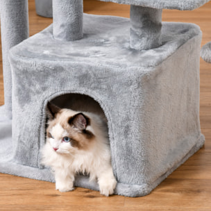Árbol Rascador para Gatos Altura 114 cm Árbol para Gatos Torre para Gatos con Postes de Sisal 3 Plataformas Casita y 2 Bolas Colgantes Gris Claro