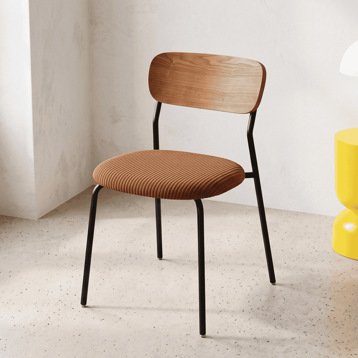 Lot de 2 chaises en bois et velours côtelé - LEYA
